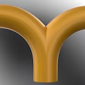 Yellow Y Shaped Pipe Structure With Smooth Curved Design And Gray Background 3d model