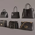 Trendy Black Fashion Bags with Chain Straps Metallic Accents Various Styles