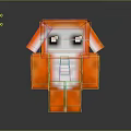 Orange Pixel Style Block Cartoon Doll With White Face And Black Eyes For Daily Decoration