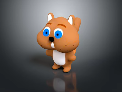 Adorable Brown Cartoon Game Movie Character With Big Blue Eyes White Belly 3D Standing Pose 3d model
