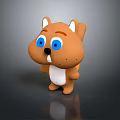 Adorable Brown Cartoon Game Movie Character With Big Blue Eyes White Belly 3D Standing Pose