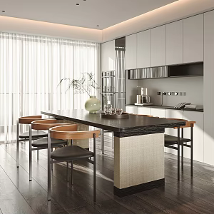 Home Dining Room Dining Table and Chair Combination Cabinet Jewelry Decoration Kitchen Supplies Electrical Appliances 3d model