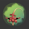 Game Movie Fantasy Dragon Character with Red Orange Butterfly Wings and Green Base