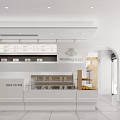 Bright Modern Dessert Shop Interior With Glass Display Cases Fresh Pastries And White Counter