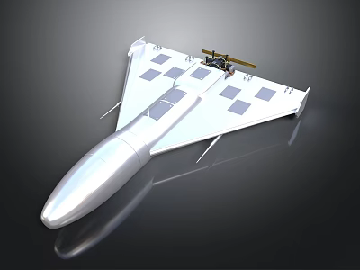 White Triangular Wing Aircraft Model With Metallic Finish And Square Panels 3d model