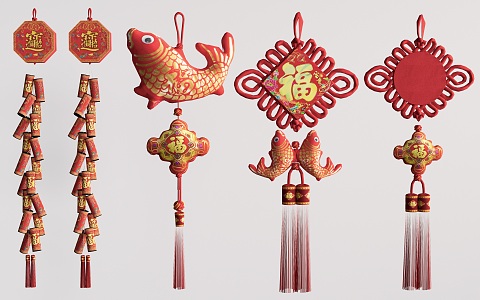 New Chinese Knot New Year Decorative Wall Decoration Pendant New Year Pendant 3d model