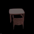 Woven Rattan Square Table And Chair Set With Red Cushion For Outdoor Patio Use