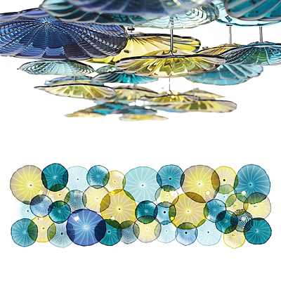 Modern Artistic Decorative Lights With Blue Yellow Circular Petal Shaped Hanging Design 3d model