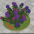 Purple and Pink Hydrangea Flowers in Round Green Planter on Tile Floor