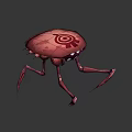 Red Multi Legged Sci Fi Mechanical Creature Character With Round White Dots