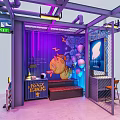 Chinese Medicine Shop Interior With Neon Signs Vintage Electronics And Arcade Machines
