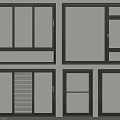 Various Modern Window Designs With Black Frames Sliding And Louvered Styles 3d model