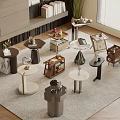 Modern log wind side table small coffee table marble side table round side table 3d model