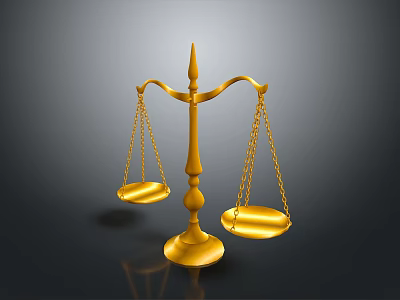 Golden Balance Scale As Household Item With Metal Structure And Symmetric Trays 3d model