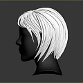 Black Character Head Model With Short White Hair Detailed 3D Render