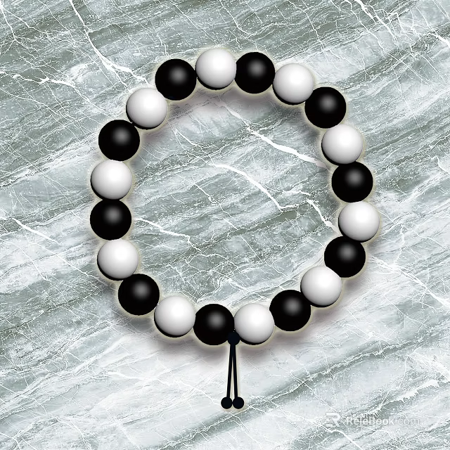Elegant Black And White Beaded Bracelet Stylish Jewelry Accessory For Modern Fashion Look 3d model 