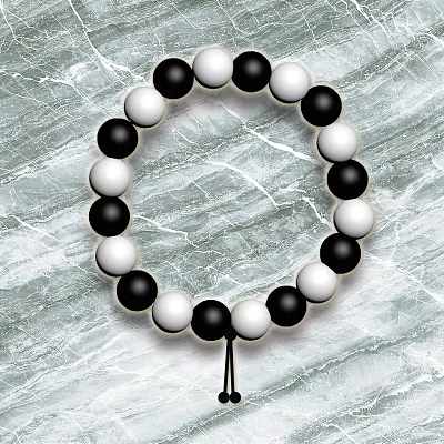 Elegant Black And White Beaded Bracelet Stylish Jewelry Accessory For Modern Fashion Look 3d model