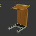Modern Functional Desk Featuring Orange Wooden Top And Sleek Metal Stand Design