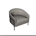 Light Gray Modern Single Sofa With Button Tufted Backrest And Black Metal Legs 3d model