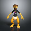 Yellow Cartoon Animal Character With Brown Fur Black T shirt And White Lower Garment