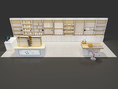 Modern Specialty Store Interior With Display Shelves Counter And Product Displays 3d model