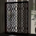Chinese-style carved window partition 3d model
