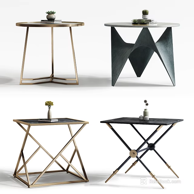 Modern Stylish Side Tables With Unique Metal Frames And Geometric Designs 3d model