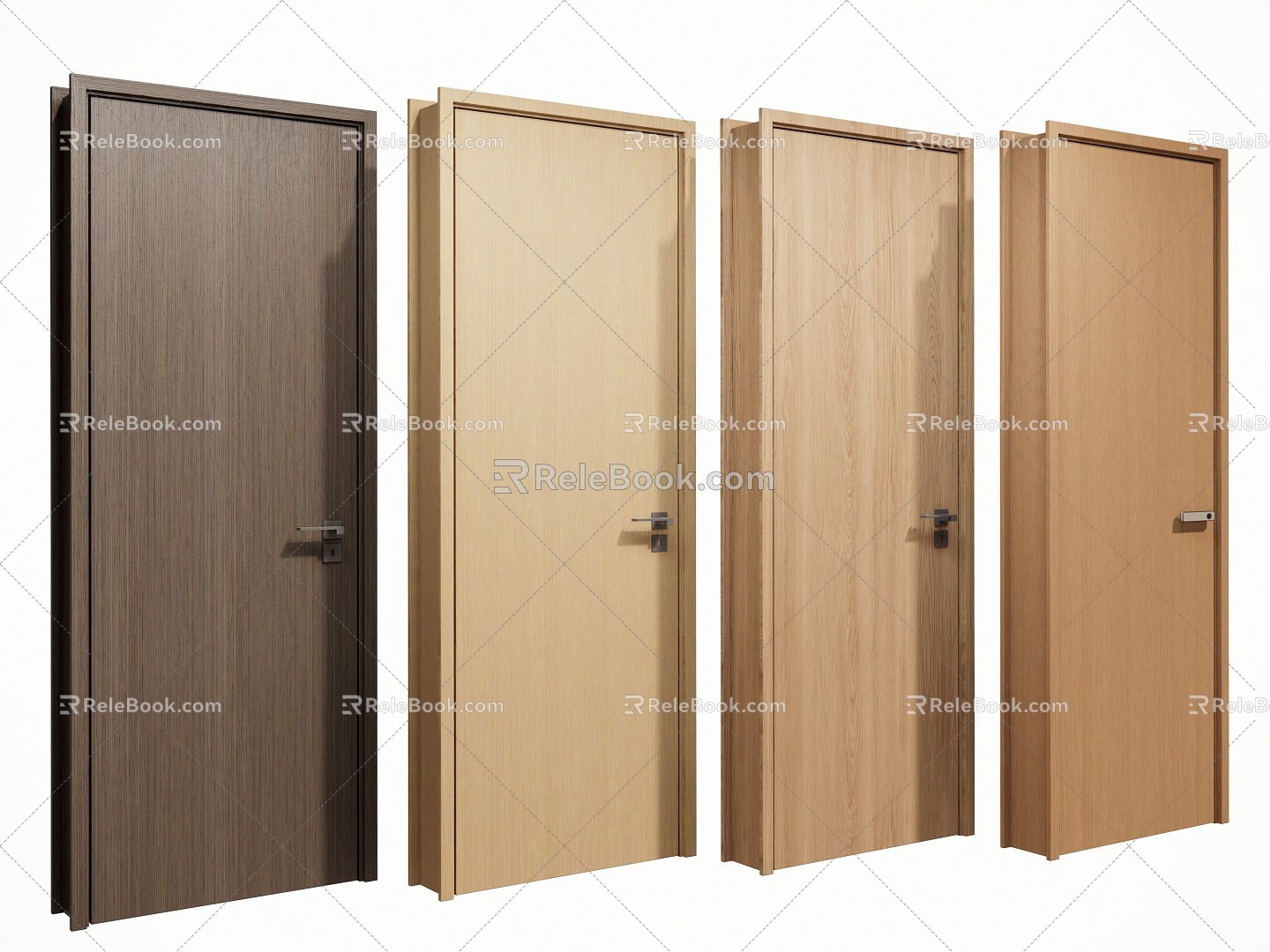 Door Bedroom Door Wooden Door Minimalist Door Single Door Swing Door Combination 3d model