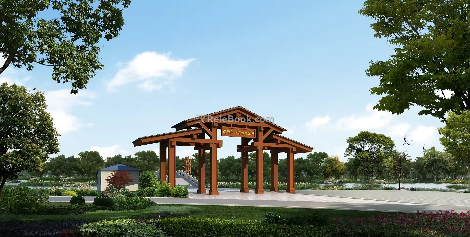 New Chinese Style Gate Rural Landscape Gate 3d model
