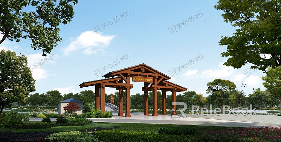 New Chinese Style Gate Rural Landscape Gate model