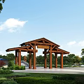New Chinese Style Gate Rural Landscape Gate 3d model