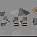 Outdoor Leisure Furniture Featuring Beach Chairs And Various Umbrella Styles