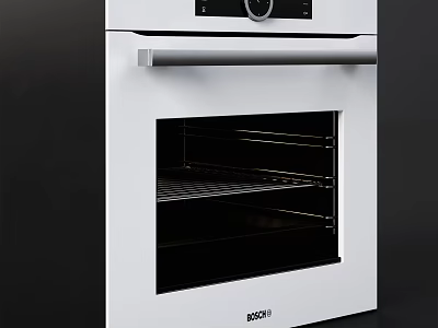 White BOSCH Electric Oven With Control Panel And Interior Racks As Modern Kitchen Appliance 3d model