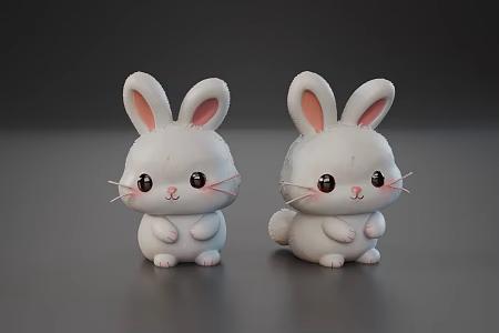 Q version of the cute little rabbit small ornaments 3d model