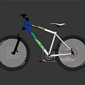 Modern Racing Bicycle With Blue And White Frame Black Tires And White Seat