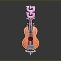 3D Model Stringed Instrument With Orange Body Pink Decorative Top Strings And Stand 3d model