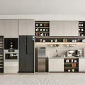 Modern Pantry Interior With Cabinets Shelves Coffee Maker Oven And Appliances