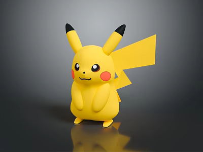 Pikachu Animated Creature Character With Yellow Fur Black Tipped Ears Red Cheeks Standing 3d model