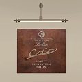 Abstract Painting With Brown Background White Text And Decorative Font For Coco Beauty Salon Wall