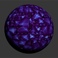Purple Geometric Faceted Spherical Decorative Ornament Set With Shiny Blue Accents