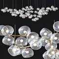 Modern Glass Globe Chandelier With Gold Metal Frame And Transparent Spherical Lighting Design