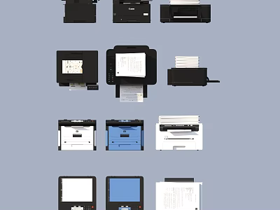 Essential Home Office Printers in Various Colors and Compact Designs for Everyday Document Printing 3d model