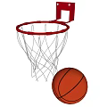 Sturdy Basketball Hoop with Red Backboard Rim Net and Orange Basketball