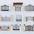 Various Styles of Decorative Wrought Iron Gates with Intricate Carved Pillars