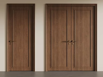 Middle ancient style double door single door swing door wooden door 3d model