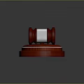 Red Wooden Gavel Placed On Red Base With Silver Decorative Ring For Home Living