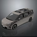 White Modern Electric MPV with Panoramic Sunroof Sleek Design and Alloy Wheels on Reflective Surface