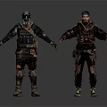 Two Human Characters In Tactical Military Gear Standing With Arms Outstretched