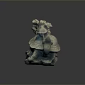Elegant Traditional Dragon Turtle Metal Sculpture With Ornate Carved Details