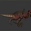 Realistic Red Brown Tyrannosaurus Rex Dinosaur Model with Small Clinging Creatures